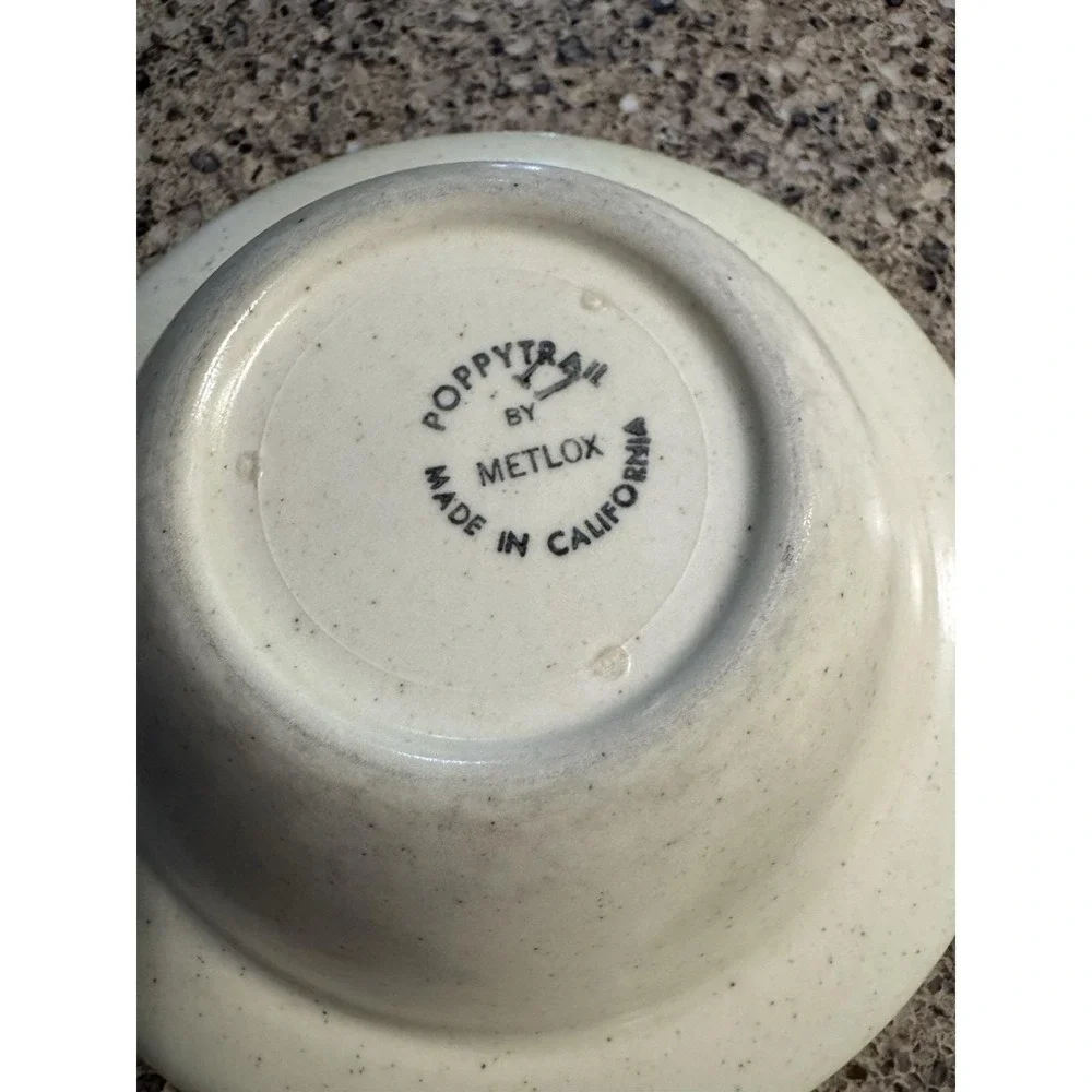 Vintage Metlox Poppytrail Provincial Fruit Green Band Cereal Soup Bowls Set of 4